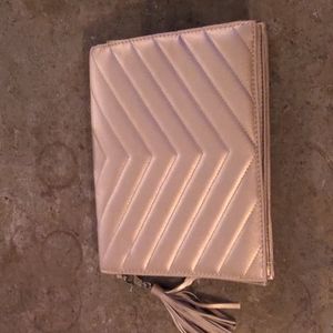 Neiman Marcus rose silver clutch